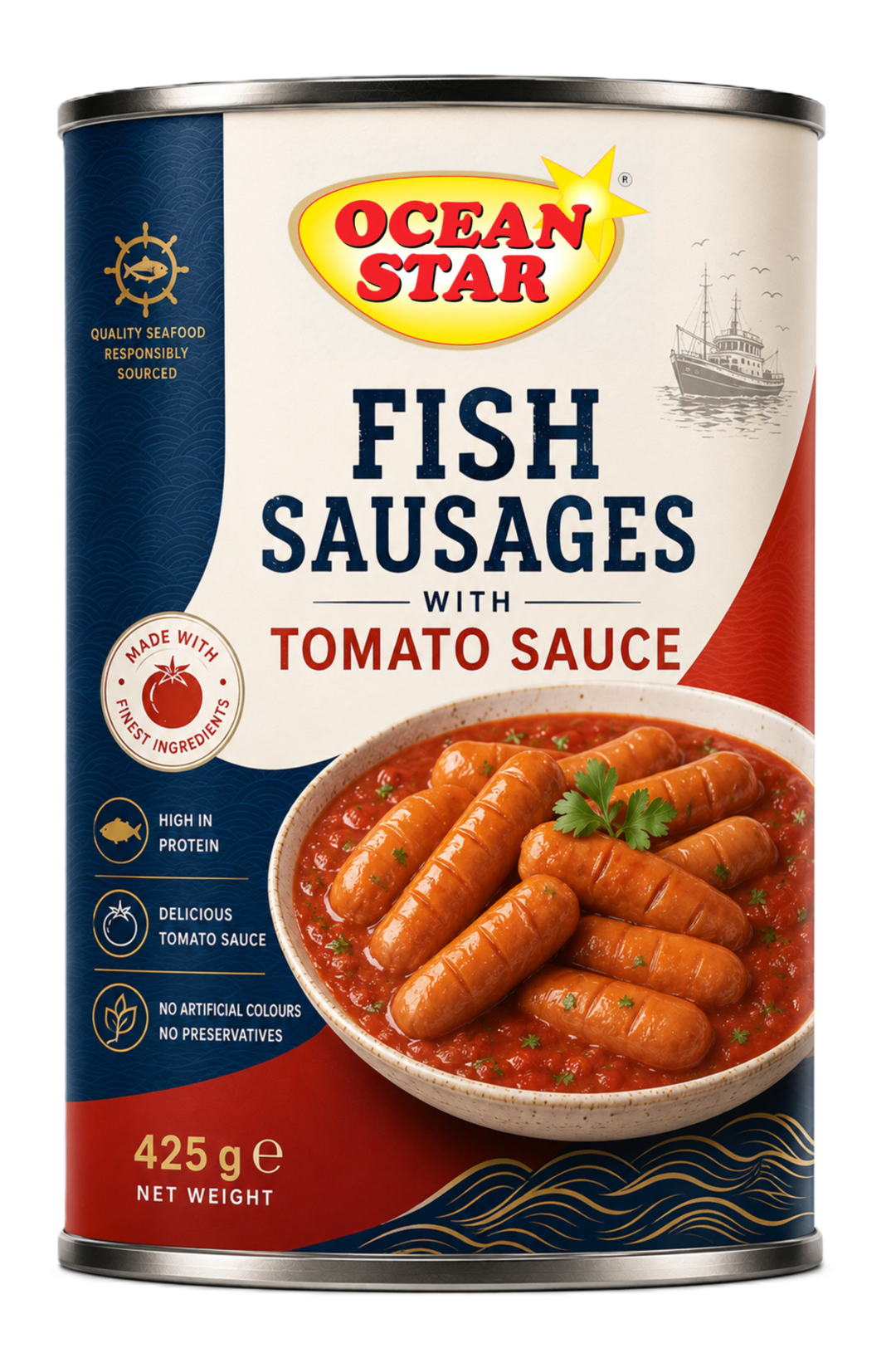 Ocean Foods Fish Sausage with Tomato Sauce 425g